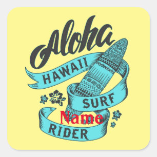 Pegatina Cuadrada Aloha Hawaii Surf Rider Thunder_Cove