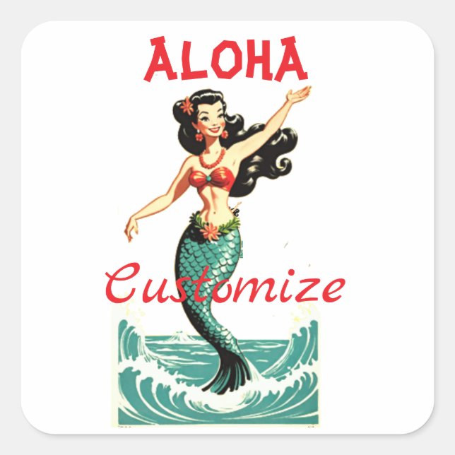Pegatina Cuadrada Aloha Mermaid Thunder_Thunder_Cove (Anverso)