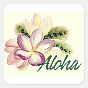 Pegatina Cuadrada Aloha Plumeria