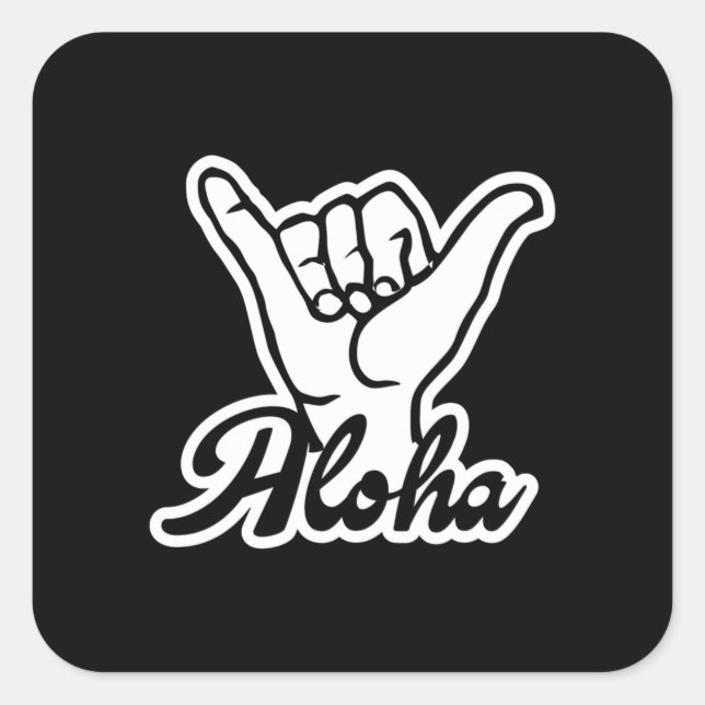 Pegatina Cuadrada Aloha Shaka Hand, Hang Loose sign (Anverso)
