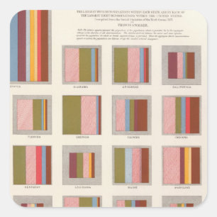 Pegatina Cuadrada Alojamiento de la iglesia, litografía estadístic