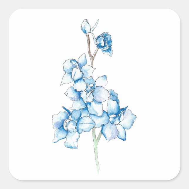 Pegatina Cuadrada Alondra Azul (Anverso)