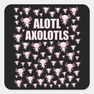 Pegatina Cuadrada Alotl Axolotls, muchos Axolotls