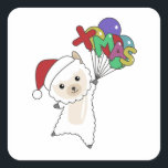 Pegatina Cuadrada Alpaca Merry Christmas Winter Animals Alpacas<br><div class="desc">La Alpaca para Navidades con globos XMA. Animales divertidos con regalos y nieve para las vacaciones. También es gracioso para los Navidades en julio. Las Alpacas son animales dulces y perfectas para los Navidades.</div>