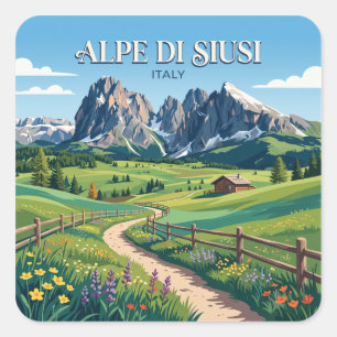 Pegatina Cuadrada Alpe di Siusi Ortisei Italia