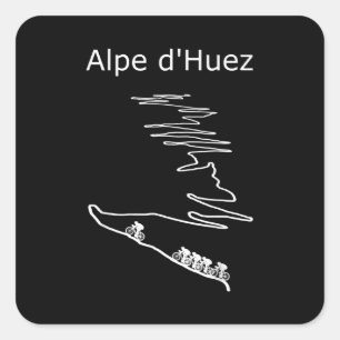Pegatina Cuadrada Alpe Huez En Francia: Hombres De Diseño Ciclista