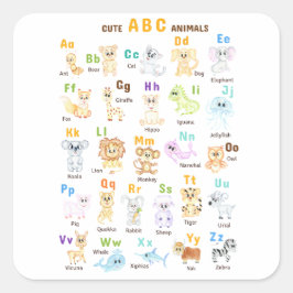 Pegatina Cuadrada Alphabet Animal ABC Animales cutáneos