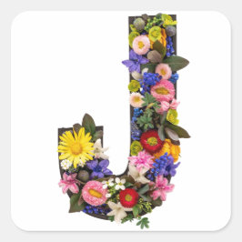 Pegatina Cuadrada Alphabet letters flowers 