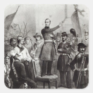 Pegatina Cuadrada Alphonse de Lamartine en ayuntamiento