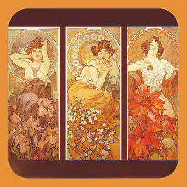 Pegatina Cuadrada Alphonse Mucha