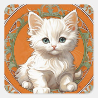 Alphonse Mucha Art Nouveau Gatito Blanco
