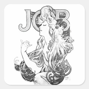 Pegatina Cuadrada Alphonse Mucha JOB ISOGS