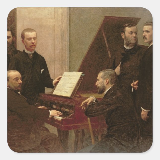 Pegatina Cuadrada Alrededor del piano, 1885 (Anverso)