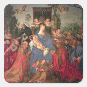 Pegatina Cuadrada Altarpe de Garland de Rosas, 1600