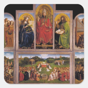 Pegatina Cuadrada Altarpiece de enero van Eyck- The Gante