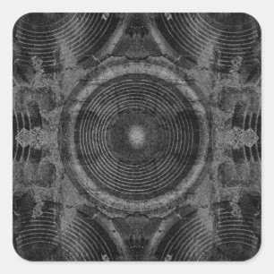 Pegatina Cuadrada Altavoces de música en blanco y negro