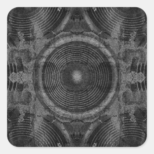 Pegatina Cuadrada Altavoces de música en blanco y negro (Anverso)