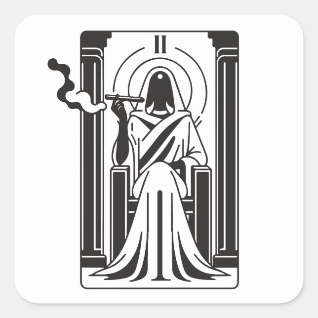 Pegatina Cuadrada Altos sacerdotes de Tarot Alga humeante (Anverso)