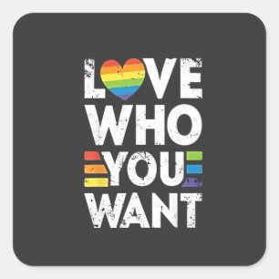 Pegatina Cuadrada Ama a quién quieres el mes del orgullo LGBT
