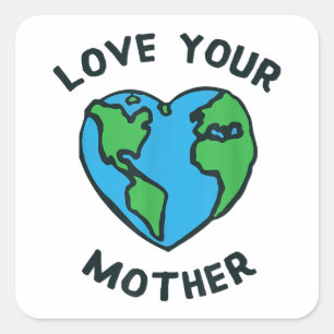 Pegatina Cuadrada Ama el Corazón de la Madre Tierra