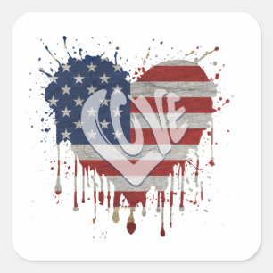 Pegatina Cuadrada Ama la bandera americana