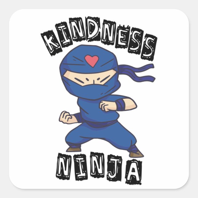 Pegatina Cuadrada Amabilidad Ninja, lucha contra el acoso (Anverso)