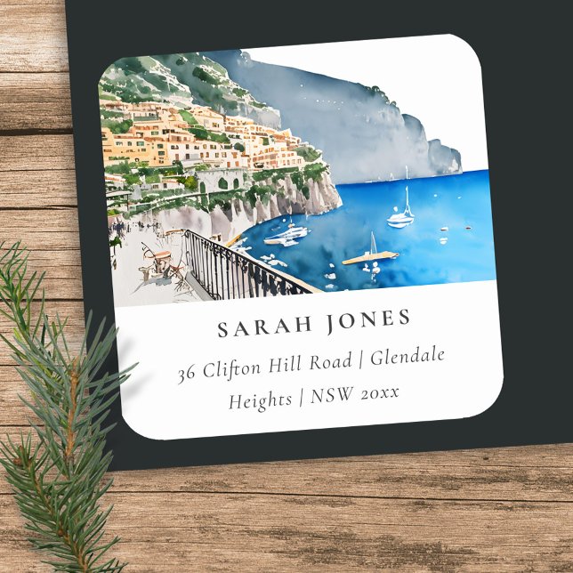 Pegatina Cuadrada Amalfi Coast Italia Dirección de paisaje acuático (Subido por el creador)