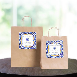 Pegatina Cuadrada Amalfi Vietri azulejos ducha de novia italiana