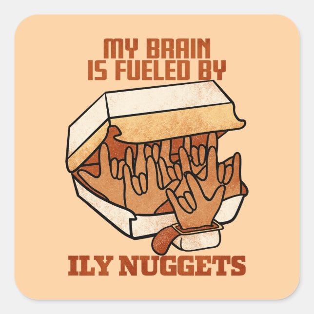 Pegatina Cuadrada Amamos las Nuggets - Nugget Love - ASL ILY Obsessi (Anverso)