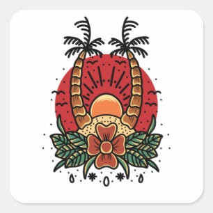 Pegatina Cuadrada Amanecer de verano