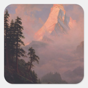 Pegatina Cuadrada Amanecer en el Matterhorn