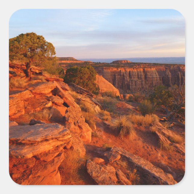 Pegatina Cuadrada Amanecer en el sendero Grand View en el Monumento  (Anverso)