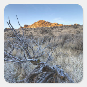 Pegatina Cuadrada Amanecer en Squaw Creek, condado de Owyhee, ID