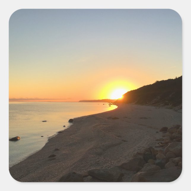 Pegatina Cuadrada Amanecer sobre Long Island Sound (Anverso)