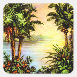 Pegatina Cuadrada Amanecer tropical