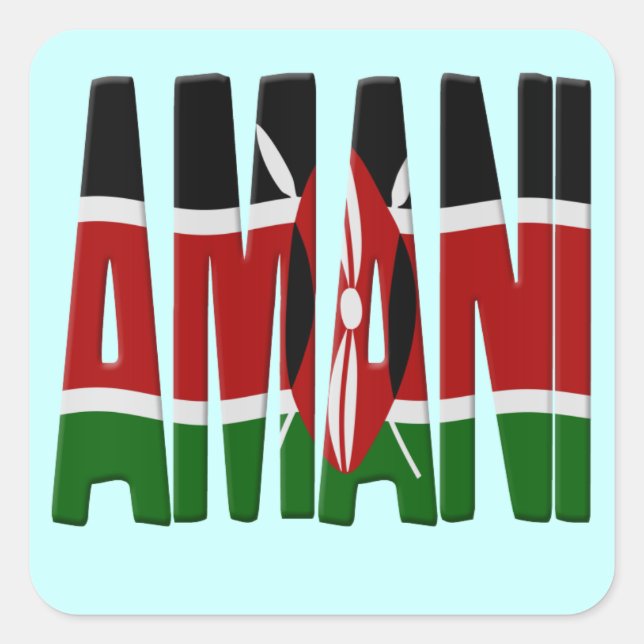 Pegatina Cuadrada Amani - Peace - Kenya flag (Anverso)