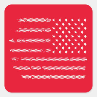 Pegatina Cuadrada Amante de ciclismo con bandera estadounidense