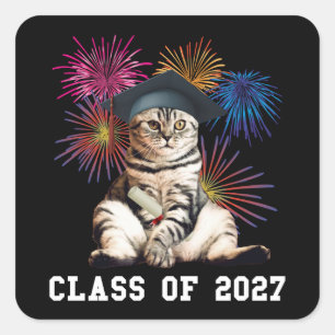 Pegatina Cuadrada Amante de gatos de la promoción de 2027