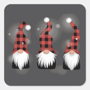 Pegatina Cuadrada Amante de Gnomos de Navidad Divertido Invierno