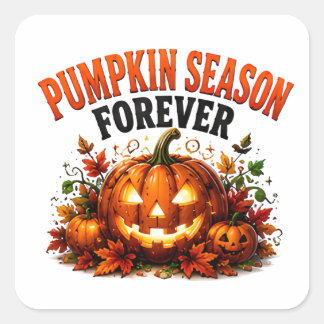 Pegatina Cuadrada Amante de las Calabazas Temporada de Halloween 🎃