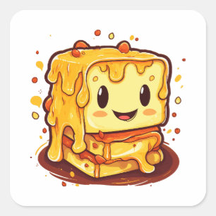 Pegatina Cuadrada Amante de los quesos a la parrilla