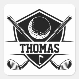 Pegatina Cuadrada Amante del golf personalizado