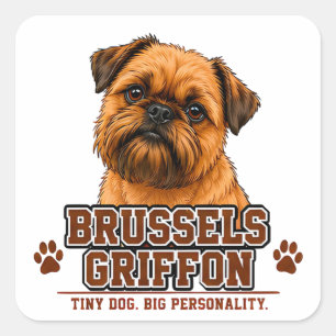 Pegatina Cuadrada 🐾 Amante del Griffon de Bruselas 🐾