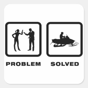 Pegatina Cuadrada Amante del Snowmobile