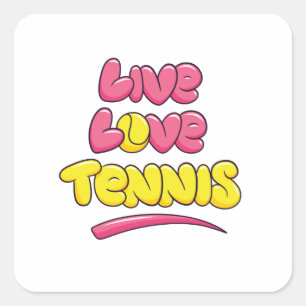 Pegatina Cuadrada Amante del Tenis que Dice