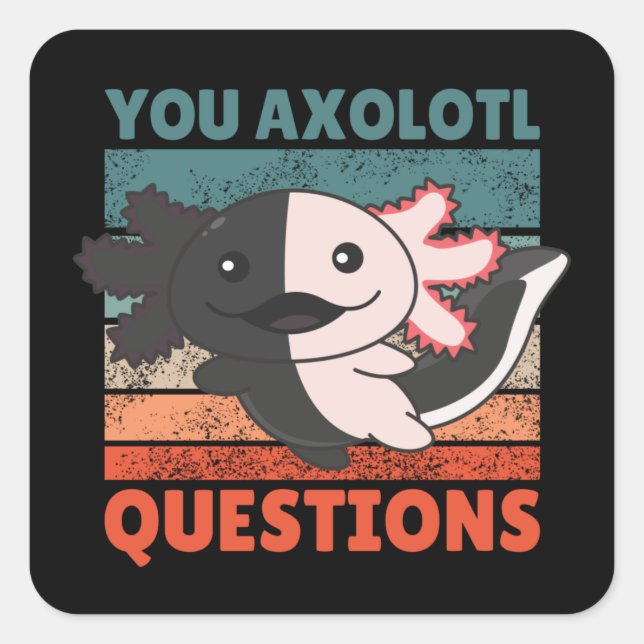Pegatina Cuadrada Amantes de Axolotl Animales Dulces Niños Axolotl S (Anverso)
