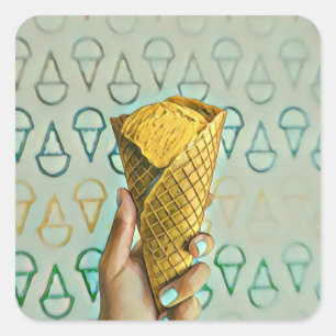 Pegatina Cuadrada Amantes de helados de verano
