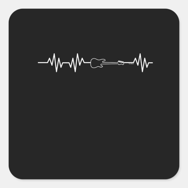 Pegatina Cuadrada Amantes de la guitarra del latido del bajo (Anverso)