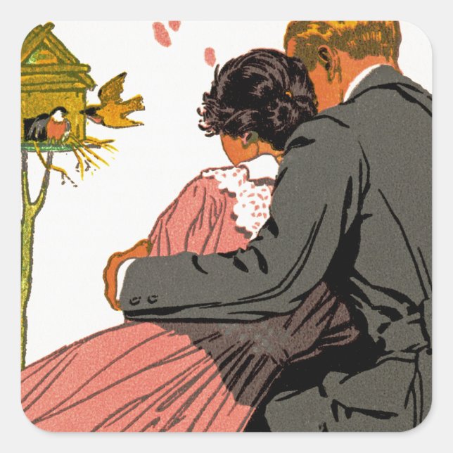 Pegatina Cuadrada Amantes de la moda (Anverso)