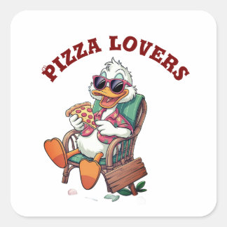 Pegatina Cuadrada Amantes de la pizza